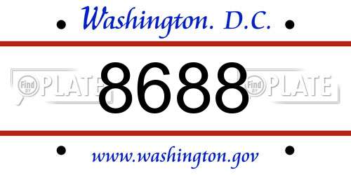 8688 District Of Columbia License Plate