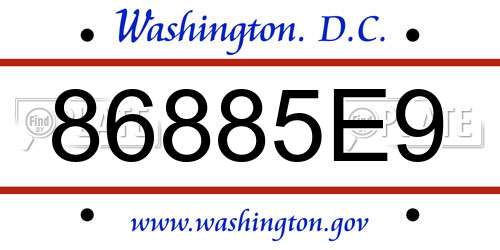 86885E9 District Of Columbia License Plate