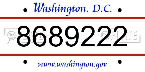 8689222 District Of Columbia License Plate