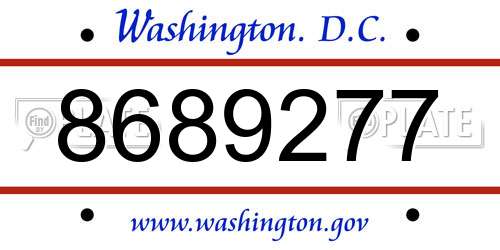 8689277 District Of Columbia License Plate