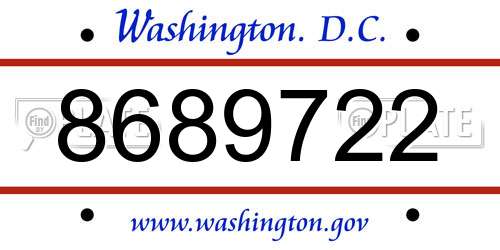 8689722 District Of Columbia License Plate