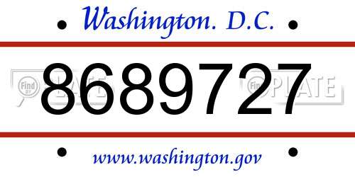 8689727 District Of Columbia License Plate