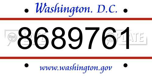 8689761 District Of Columbia License Plate