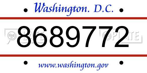 8689772 District Of Columbia License Plate