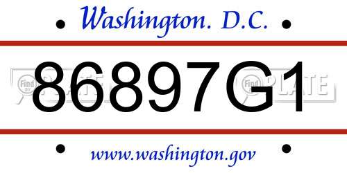 86897G1 District Of Columbia License Plate
