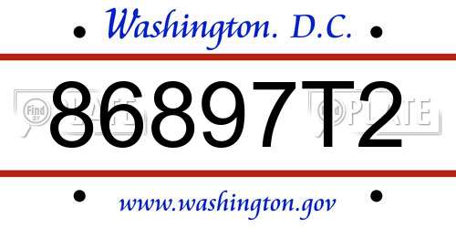86897T2 District Of Columbia License Plate