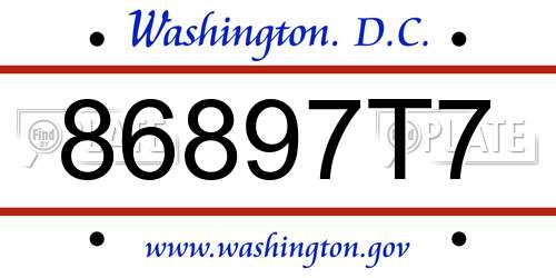 86897T7 District Of Columbia License Plate