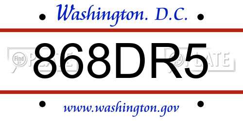 868DR5 District Of Columbia License Plate