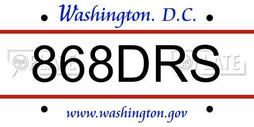868DRS District Of Columbia License Plate