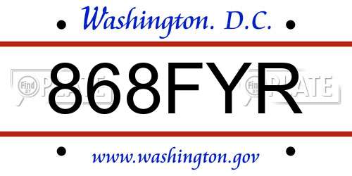 868FYR District Of Columbia License Plate