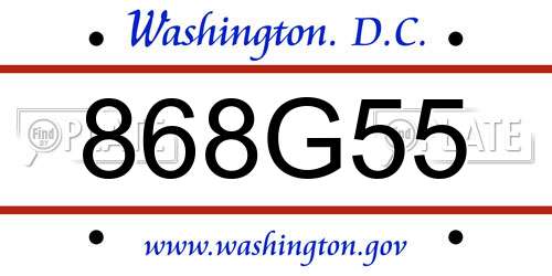 868G55 District Of Columbia License Plate