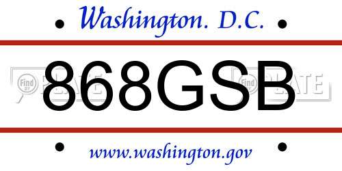868GSB District Of Columbia License Plate