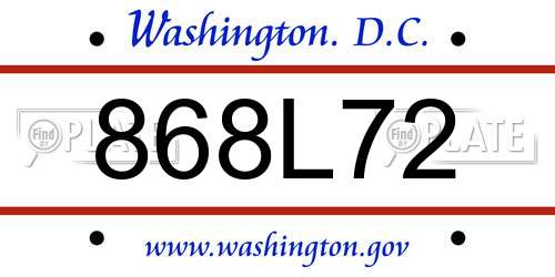 868L72 District Of Columbia License Plate