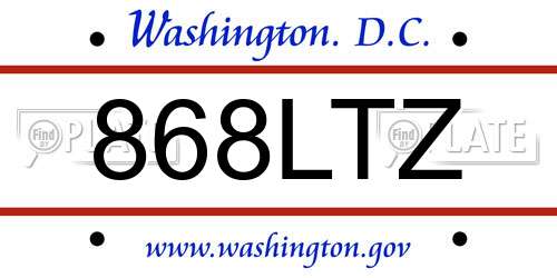 868LTZ District Of Columbia License Plate