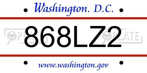868LZ2 District Of Columbia License Plate