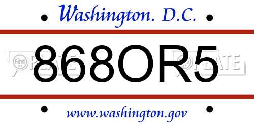868OR5 District Of Columbia License Plate