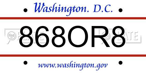 868OR8 District Of Columbia License Plate