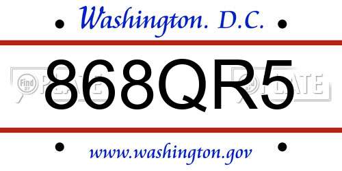 868QR5 District Of Columbia License Plate