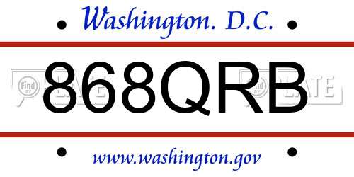 868QRB District Of Columbia License Plate