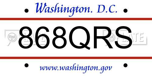 868QRS District Of Columbia License Plate
