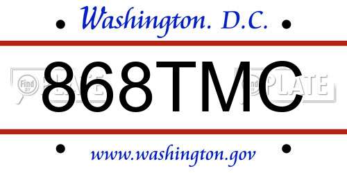868TMC District Of Columbia License Plate