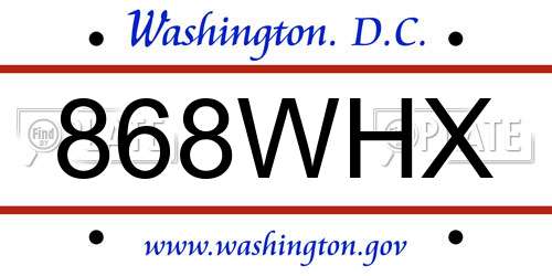 868WHX District Of Columbia License Plate