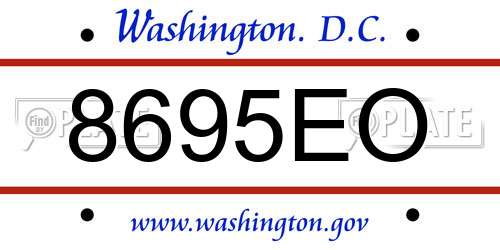 8695EO District Of Columbia License Plate