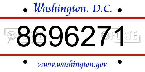 8696271 District Of Columbia License Plate