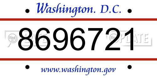 8696721 District Of Columbia License Plate