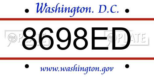 8698ED District Of Columbia License Plate