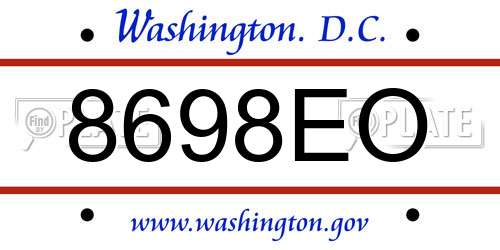 8698EO District Of Columbia License Plate