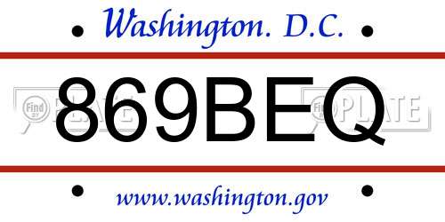 869BEQ District Of Columbia License Plate