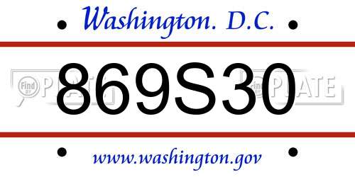 869S30 District Of Columbia License Plate