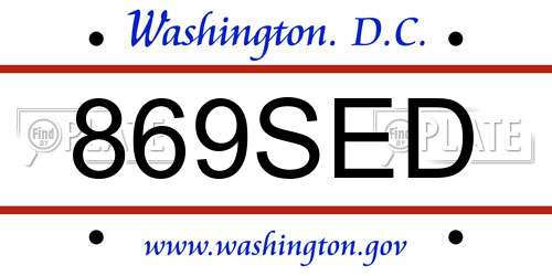 869SED District Of Columbia License Plate
