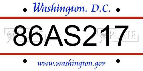 86AS217 District Of Columbia License Plate