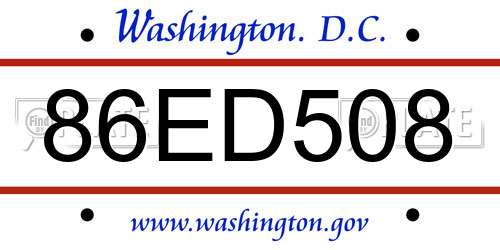 86ED508 District Of Columbia License Plate