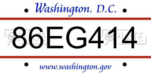 86EG414 District Of Columbia License Plate