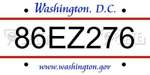 86EZ276 District Of Columbia License Plate