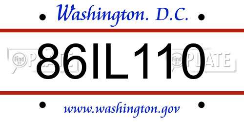 86IL110 District Of Columbia License Plate