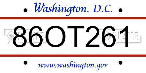 86OT261 District Of Columbia License Plate