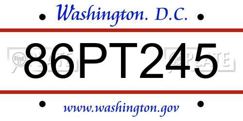 86PT245 District Of Columbia License Plate