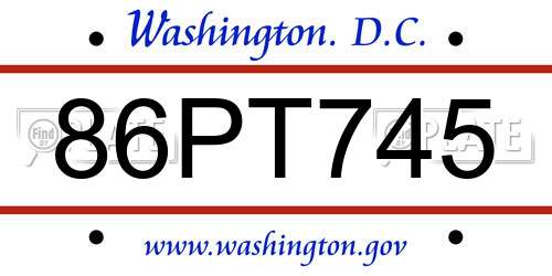 86PT745 District Of Columbia License Plate