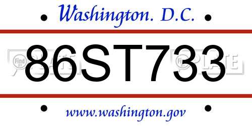 86ST733 District Of Columbia License Plate