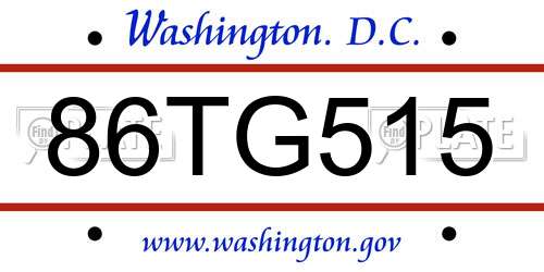 86TG515 District Of Columbia License Plate