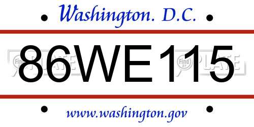 86WE115 District Of Columbia License Plate