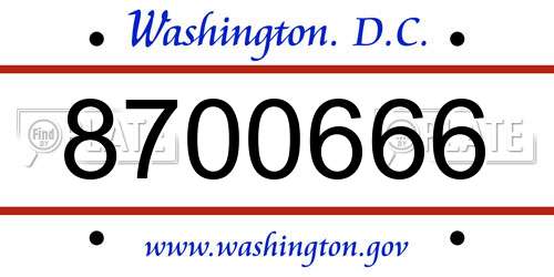 8700666 District Of Columbia License Plate