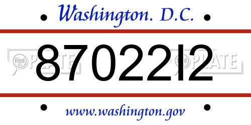 87022I2 District Of Columbia License Plate