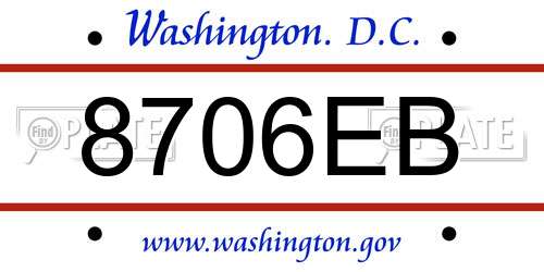 8706EB District Of Columbia License Plate