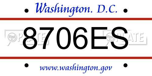 8706ES District Of Columbia License Plate