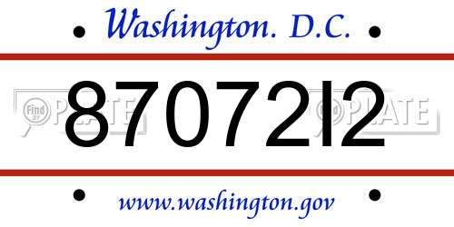 87072I2 District Of Columbia License Plate